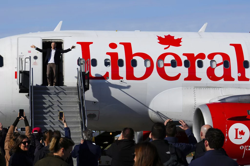 Liberal Party leader Mark Carney arrives in Ottawa, Canada, Monday, April 28, 2025.