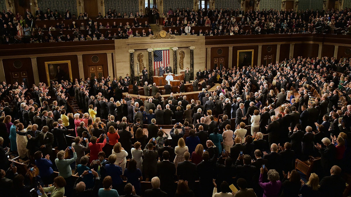 Pope Francis addresses the joint session of Congress