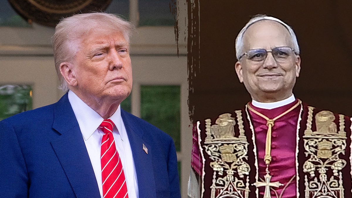 Trump, left; Pope Leo XIV, right