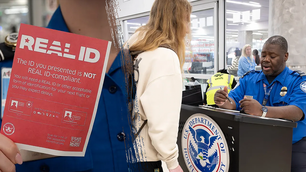 REAL ID, TSA booth at airport, photo montage