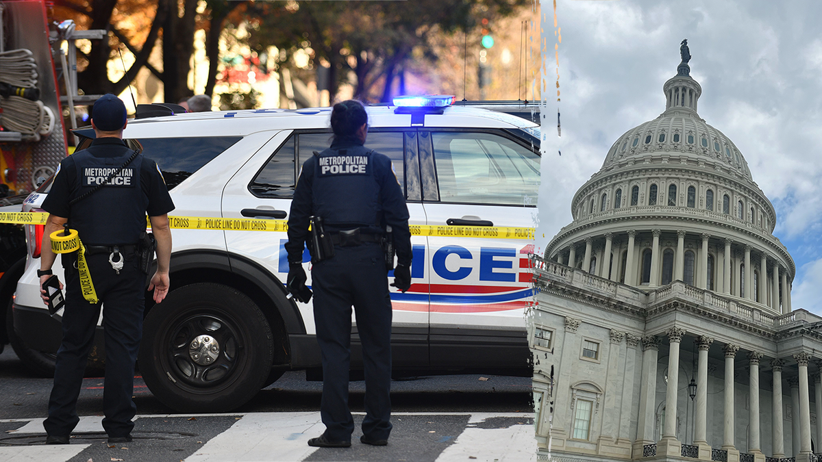 The Metropolitan Police Department, left, and the U.S. Capitol, right