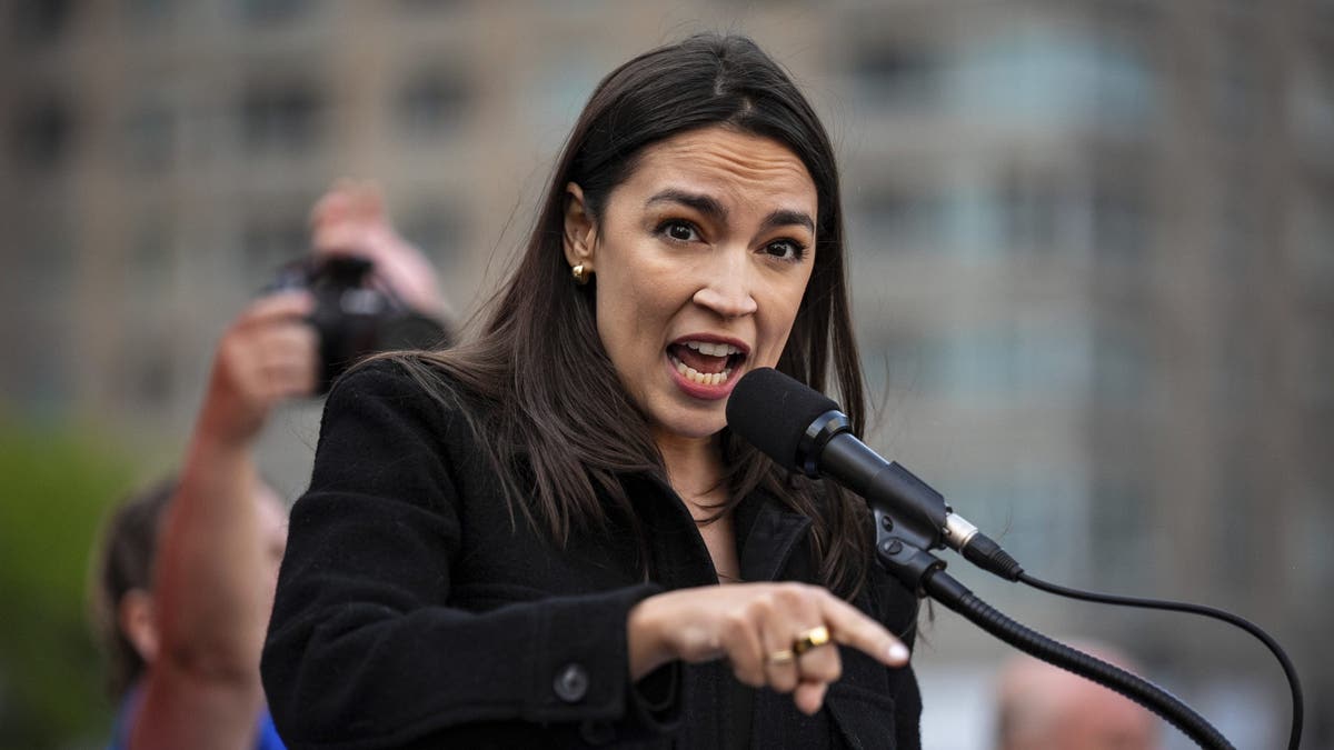 AOC closeup shot at lectern