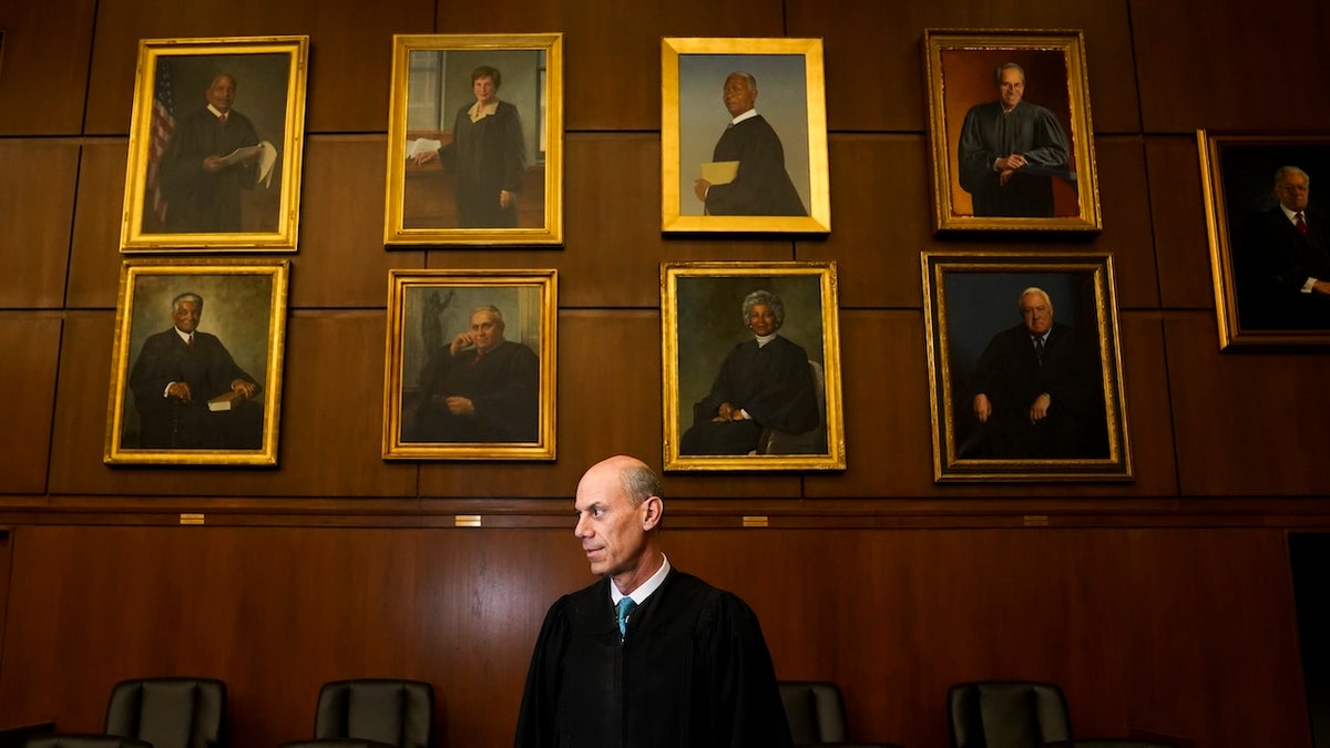 Judge James E. Boasberg, chief judge of the Federal District Court in DC, stands for a portrait at E. Barrett Prettyman Federal Courthouse in Washington, DC on March 16, 2023. (Photo by Carolyn Van Houten/The Washington Post via Getty Images)