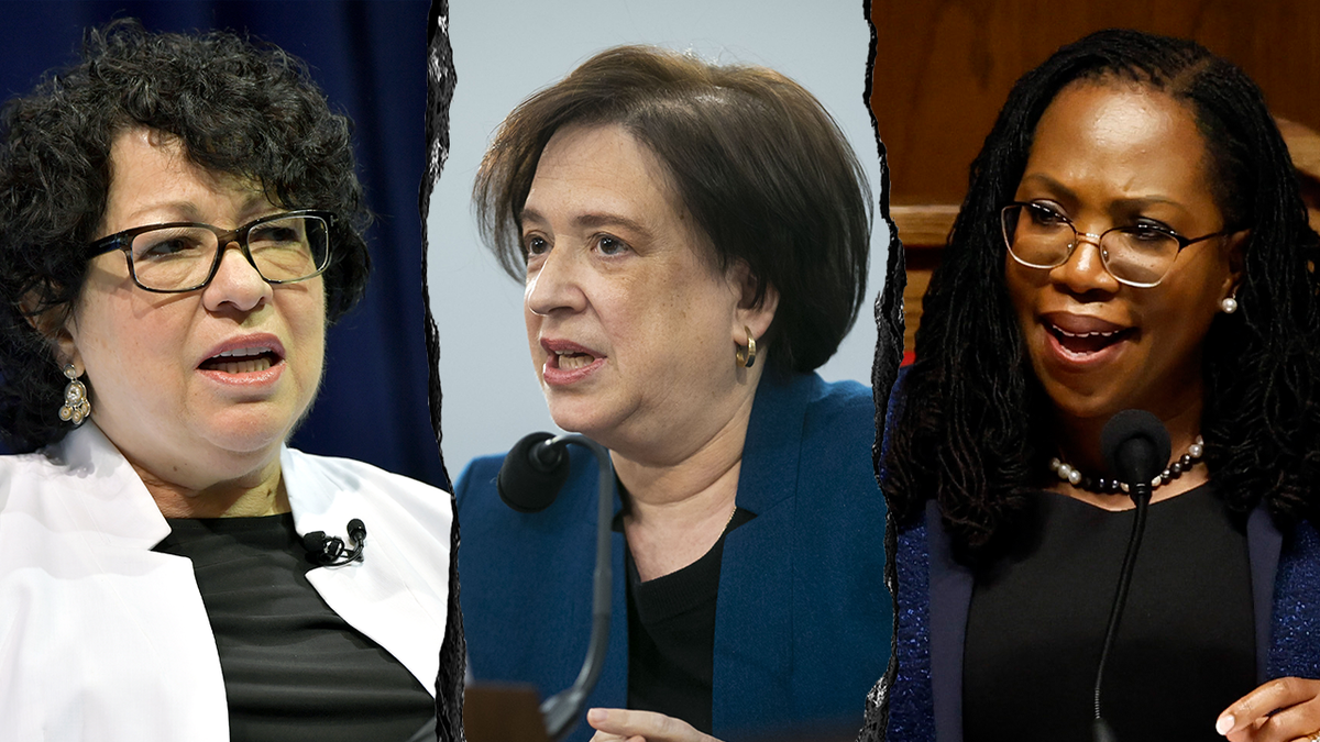 Supreme Court Justices Sonia Sotomayor, Elena Kagan, and Ketanji Brown Jackson are seen in this split image. Photos by Getty Images.