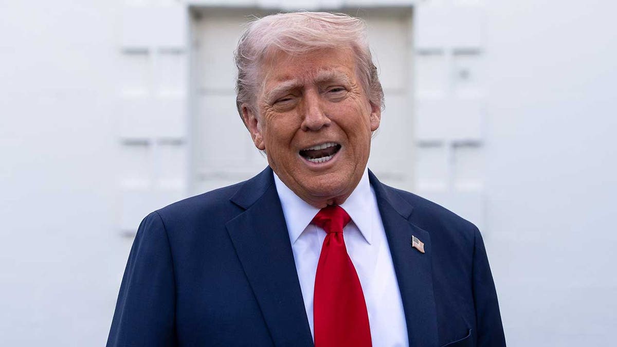 Trump closeup shot talking to reporters