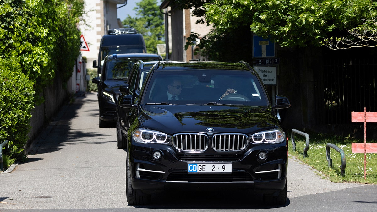 A car with US Treasury Secretary Bessent leaves a residence where trade talks between Chinese and U.S. delegations take place in Geneva