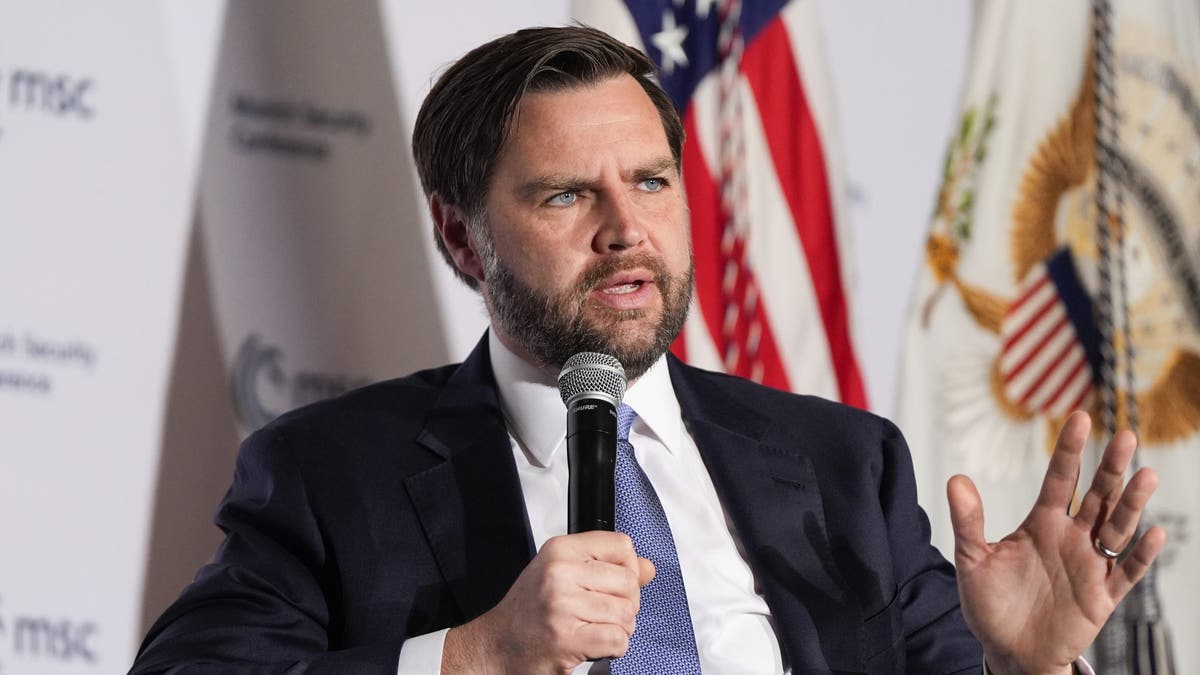 Vice President JD Vance speaking at the Munich Leaders Meeting, Wednesday, May 7, 2025, in Washington