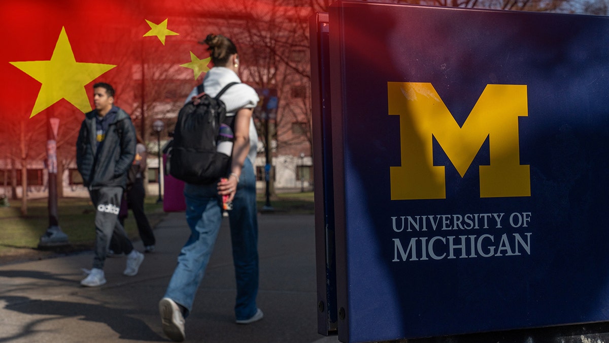 Chinese flag imposed on University of Michigan campus scene