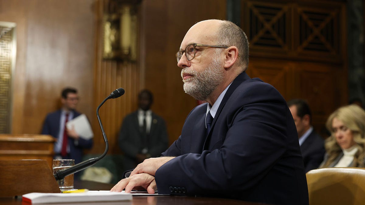 Russell Vought closeup at his confirmation hearing
