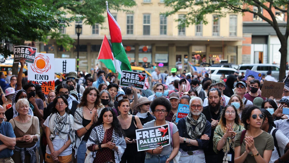 "free palestine" protest in New York City in June 2024