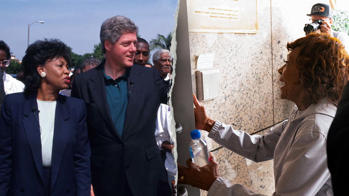 Waters with Clinton in '90s, left; Waters now