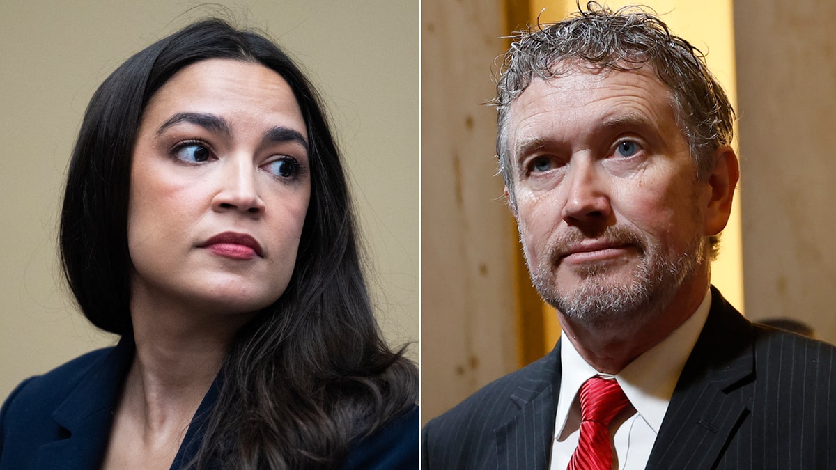 Left: Rep. Alexandria Ocasio-Cortez; Right: Rep. Thomas Massie