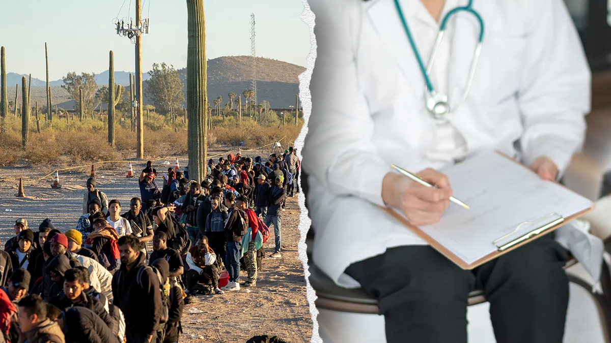 Border crossings in Arizona and a doctor holding a clipboard with forms