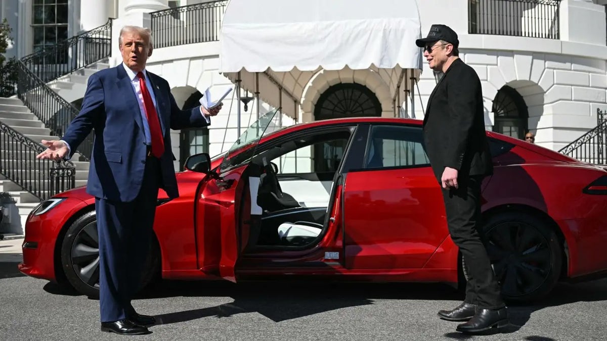 Trump and Musk during Tesla demonstration