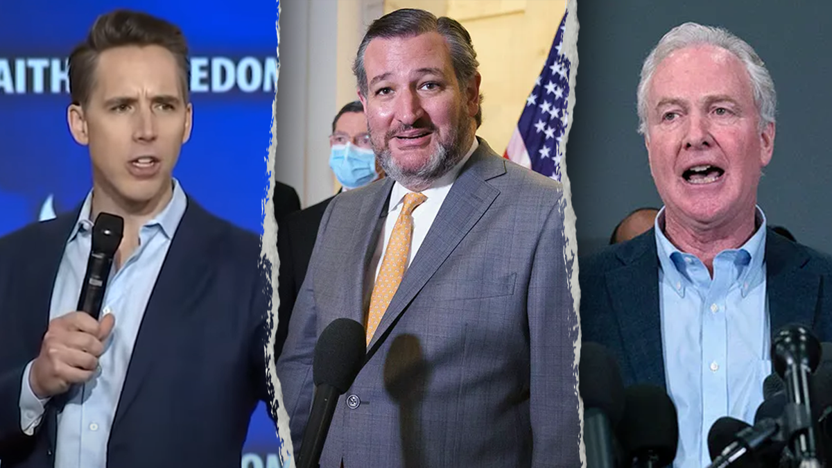 Sens. Hawley, Cruz and Van Hollen, l to r