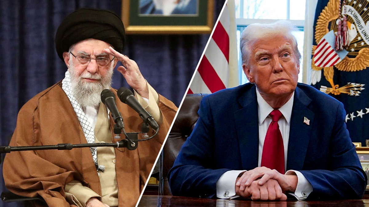 Ayatollah Khameini, left; President Trump, right