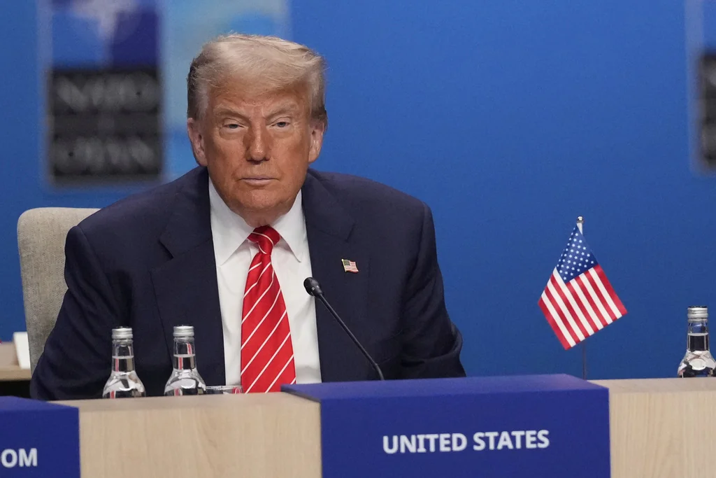 President Donald Trump attends a plenary session at the NATO summit in The Hague, Netherlands, Wednesday, June 25, 2025.