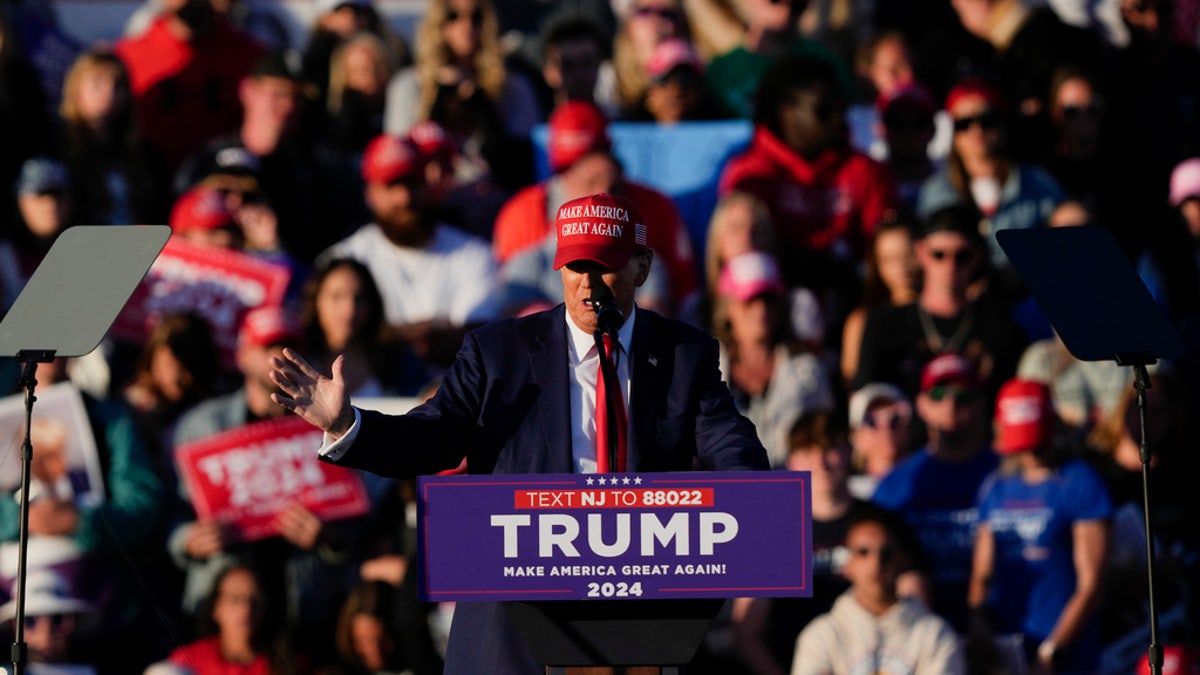 Then-Republican presidential candidate, former President Donald Trump speaks during a very large campaign rally in Wildwood, New Jersey, on Saturday, May 11, 2024.