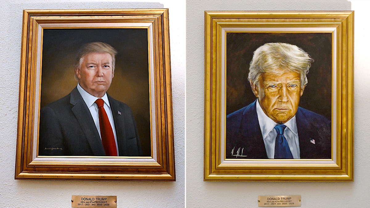 old and new Trump portrait side by side