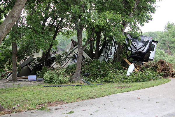 RV Destroyed in Texas Flood near Hunt, Texas. (Randy Clark/Breitbart Texas)
