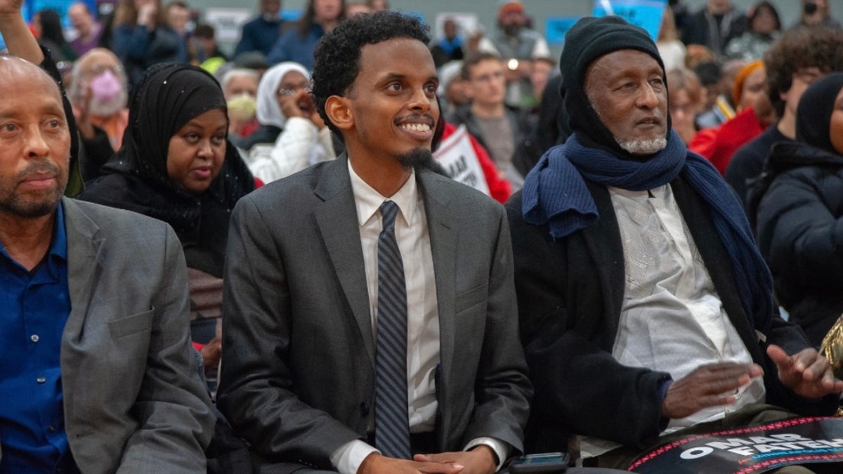 Democratic socialist Minnesota state Sen. Omar Fateh (center), who is running for mayor of Minneapolis, as been compared to New York City's Zohran Mamdani.