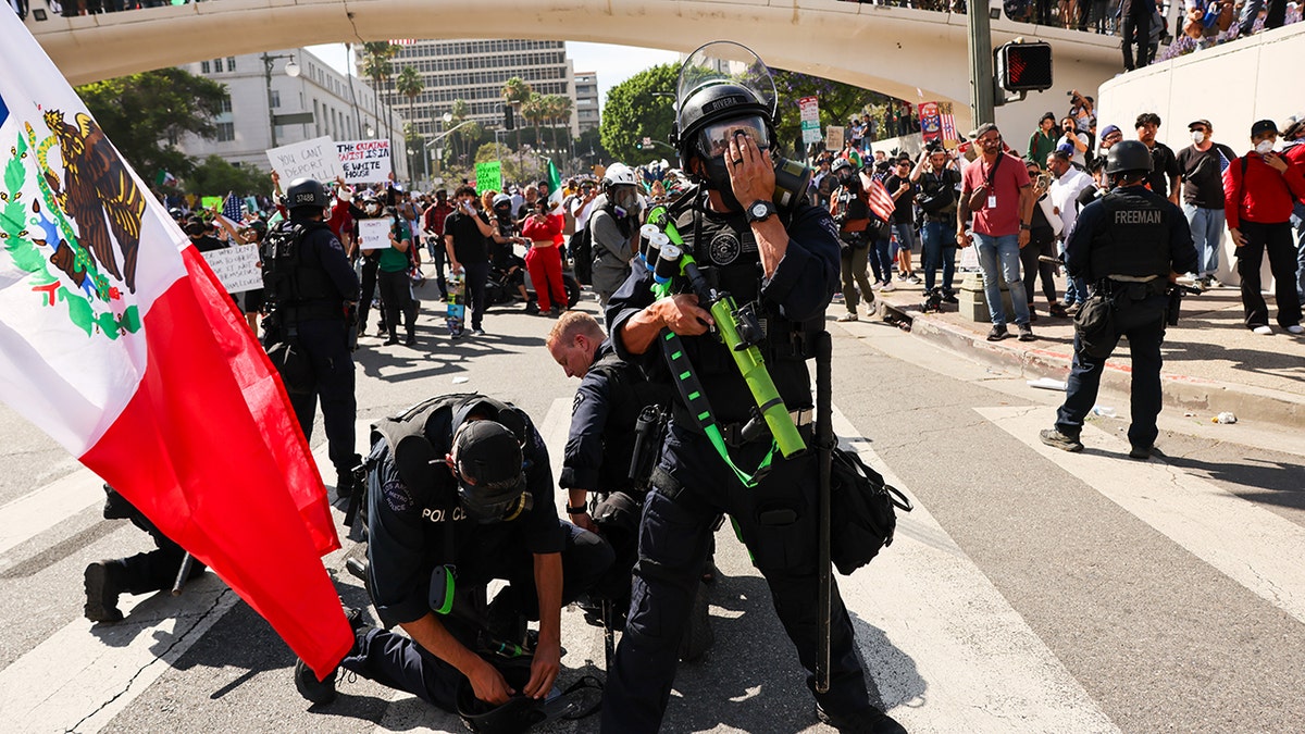 Anti-ICE protesters in Los Angeles