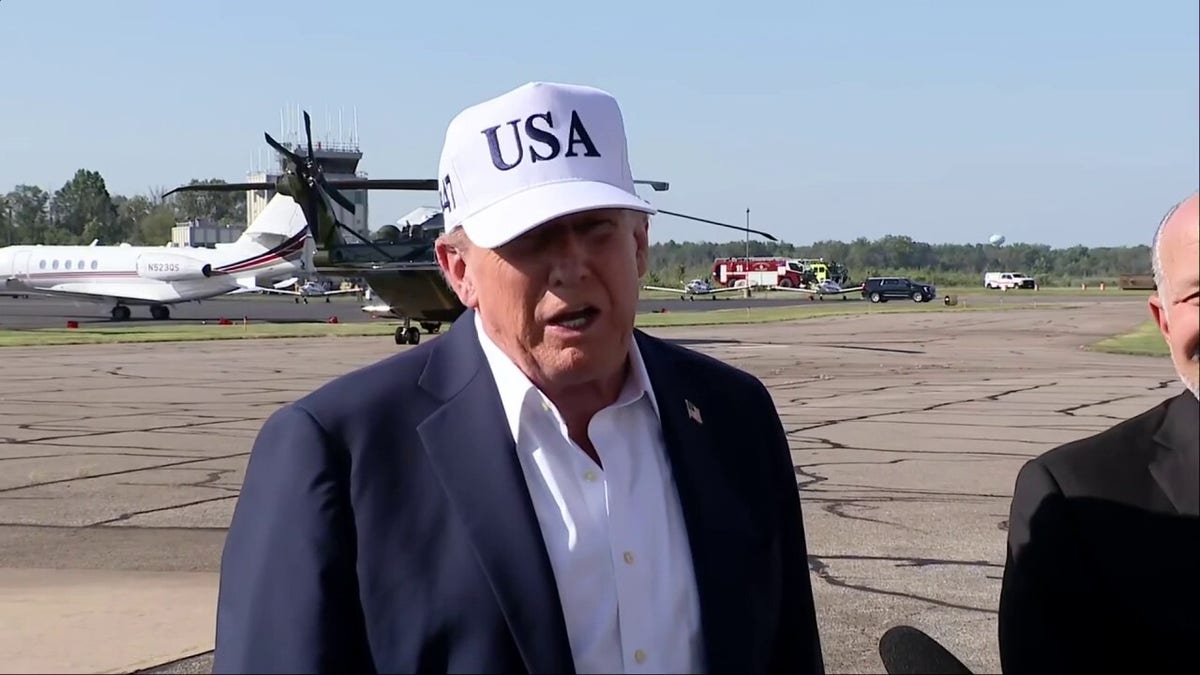 President Trump Speaks To Reporters In Bedminster