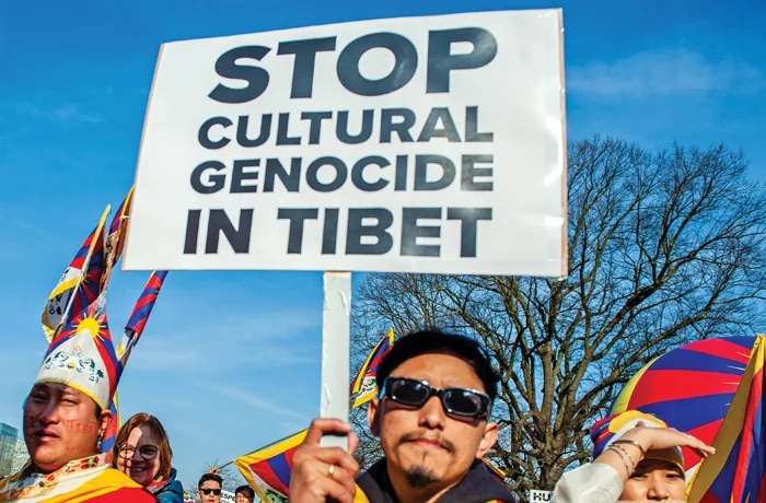 A protester in The Hague, Netherlands, on March 10, 2025. (Ana Fernandez/SOPA Images/LightRocket/Getty)