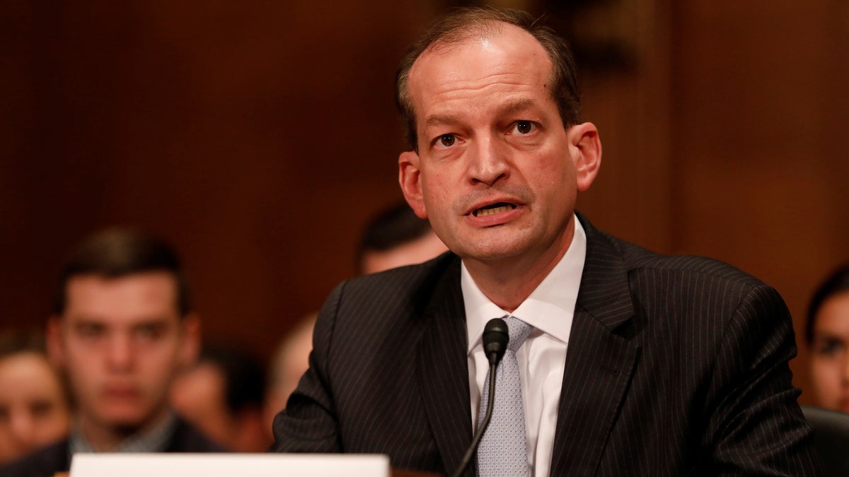 Alex Acosta, President Donald Trump's nominee to be Secretary of Labor, testifies during his confirmation hearing before the Senate Health, Education, Labor, and Pensions Committee on Capitol Hill in Washington, D.C., U.S. March 22, 2017. REUTERS/Aaron P. Bernstein - RC1A885F7E50