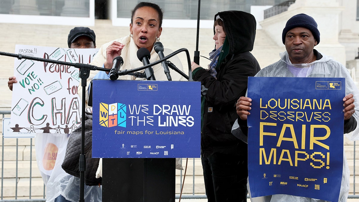 Protesters outside the U.S. Supreme Court building