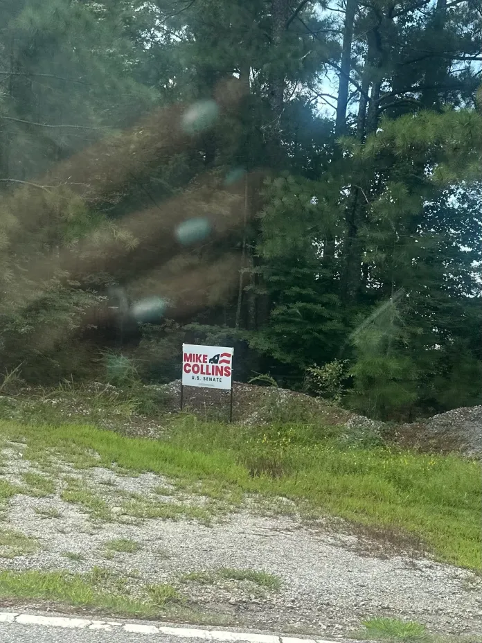 A campaign sign for Mike Collins is seen in Peachtree City on August 21, 2025. (Samantha-Jo Roth, Washington Examiner)