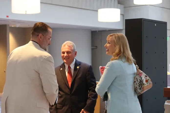 Rep. Buddy Carter (R-GA) speaks with attendees of the RNC's summer meeting in Atlanta on August 22, 2025. (Samantha-Jo Roth, Washington Examiner)