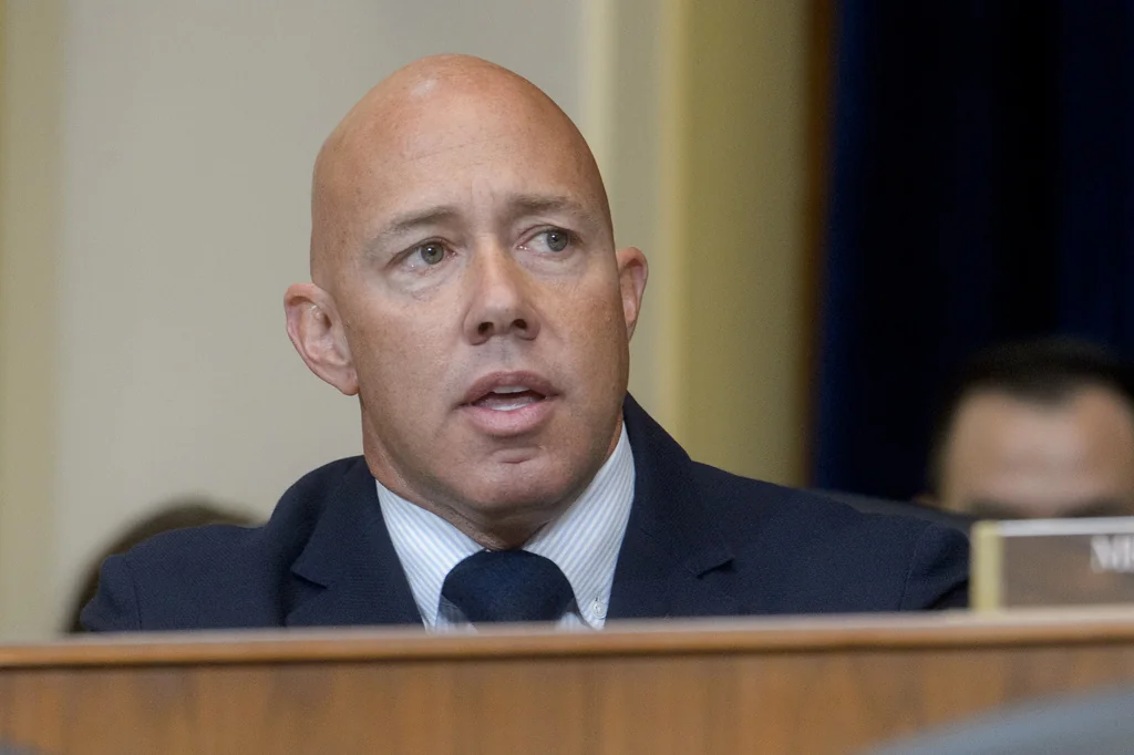 Rep. Brian Mast, R-Fla., speaks during a House Committee on Foreign Affairs hearing "An Assessment of the State Departments Withdrawal from Afghanistan by Americas Top Diplomat," on Capitol Hill, in Washington, Tuesday, Sept. 24, 2024. (AP Photo/Rod Lamkey, Jr.)