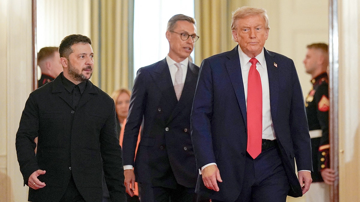 Donald Trump meets with European leaders at the White House