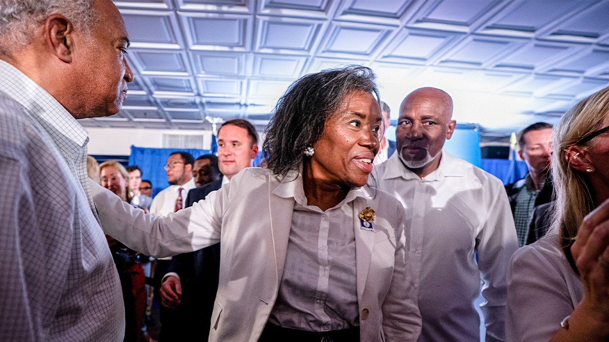 Virginia Lt. Gov. Winsome Seats speaks to supporters