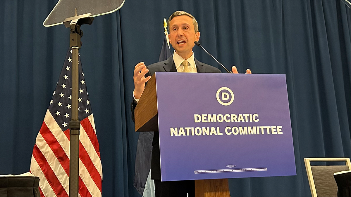 Democratic National Committee chair Ken Martin speaks at the DNC's summer meeting