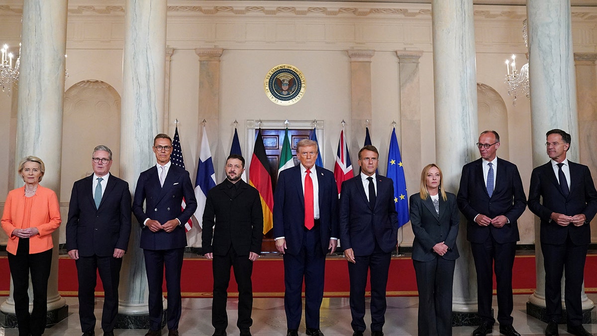 Donald Trump meets with European leaders at the White House