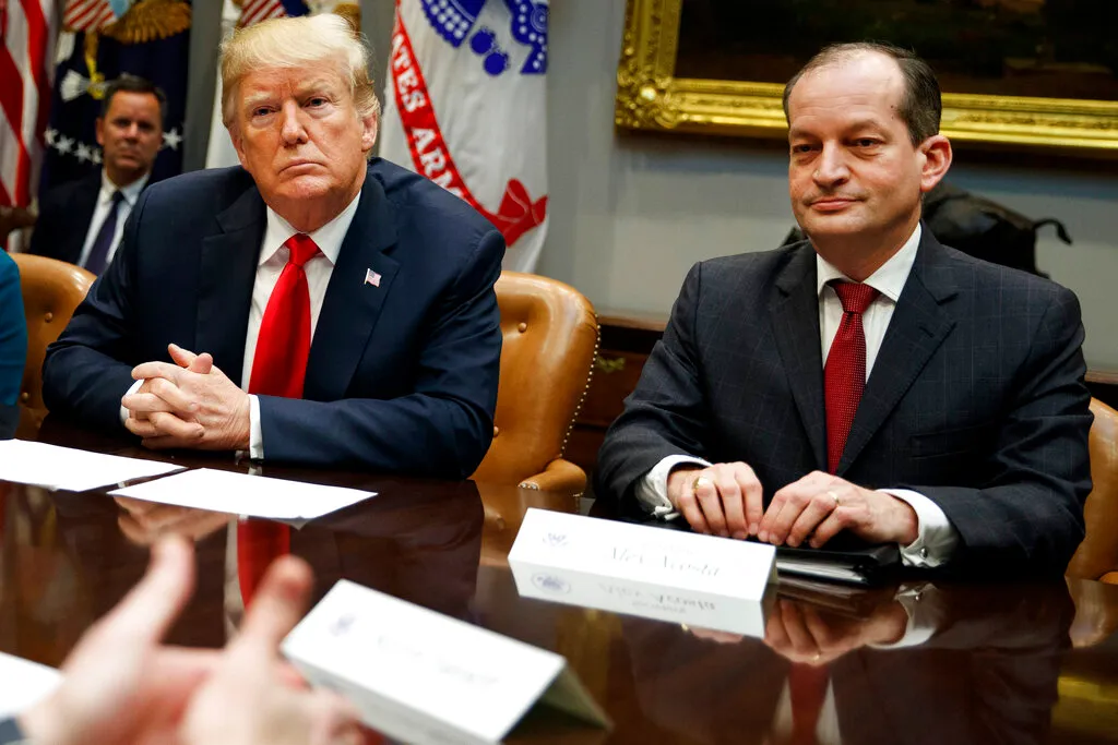 President Donald Trump and Labor Secretary Alexander Acosta.