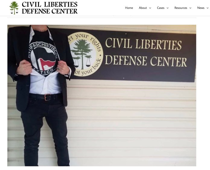A screenshot of the Civil Liberties Defense Center website