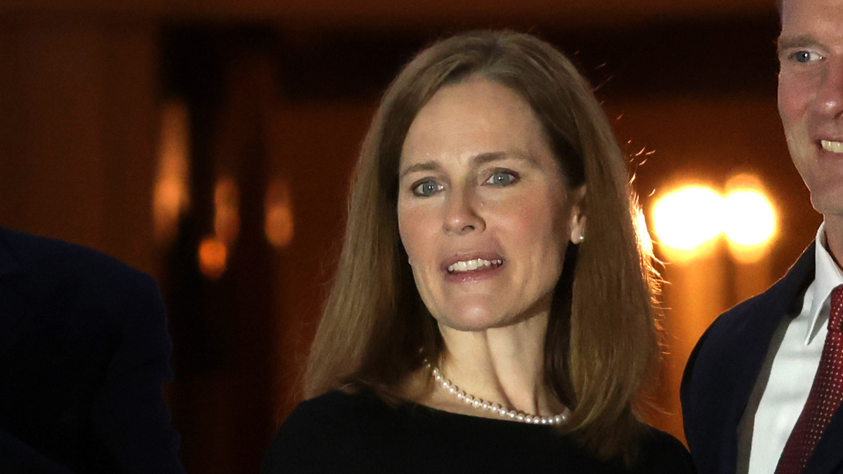 U.S. Supreme Court Justice Amy Coney Barrett is seen during ceremonial swearing-in on the South Lawn of the White House after her confirmation to the Supreme Court in October 2020. (Photo by Alex Wong/Getty Images)