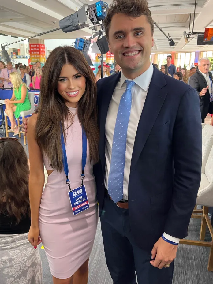 Jayme Franklin poses with Charlie Kirk