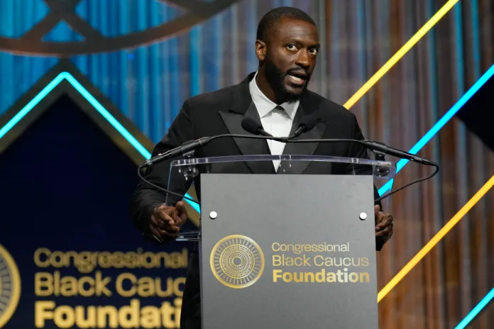 Actor Aldis Hodge speaks during the Congressional Black Caucus Foundation Phoenix Awards, 