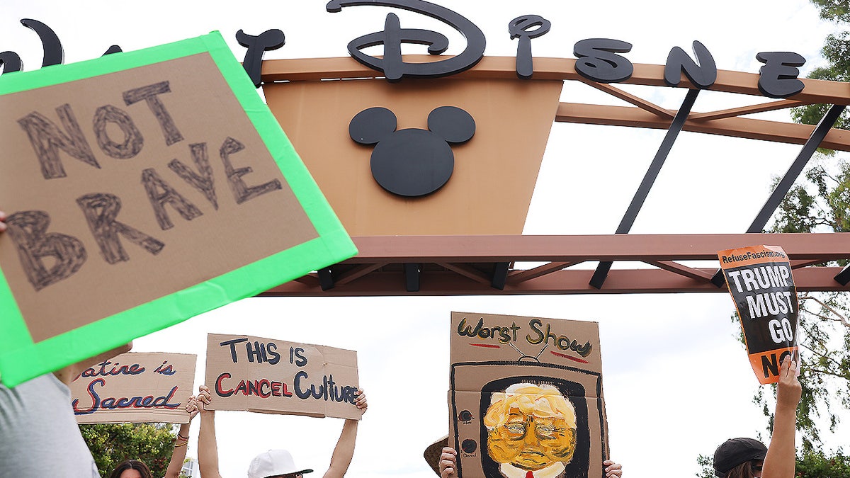 Protesters outside Walt Disney Studios