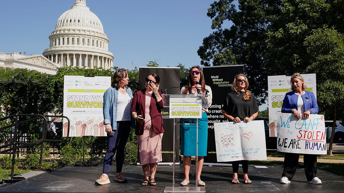 Jeffrey Epstein victims hold rally in Washington, D.C.