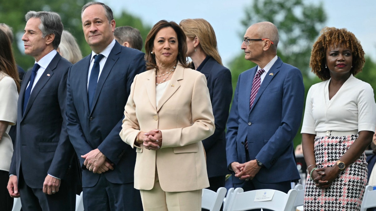 Kamala Harris alongside Karine Jean-Piere