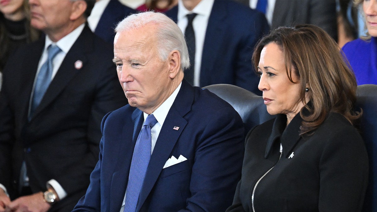 Former Vice President Kamala Harris and former President Joe Biden attend President Trump's inauguration