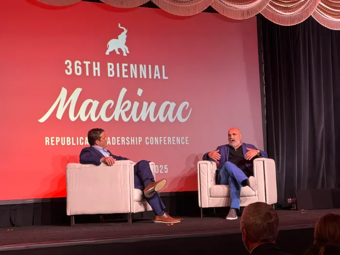 Chris LaCivita, co-manager of Trump’s 2024 presidential campaign, speaks on a panel at the Mackinac Island leadership conference, hosted by the Michigan Republican Party.