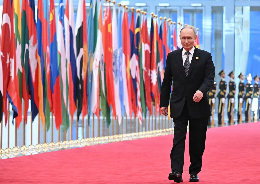 Russian President Vladimir Putin arrives at the Shanghai Cooperation Organization summit on Monday, Sept. 1, 2025, in Tianjin, China.