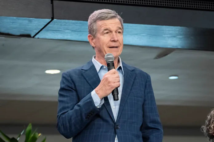 Governor Roy Cooper speaks during a press conference for Concert for Carolina on Saturday, Oct. 26, 2024, in Charlotte, N.C. (Photo by Amy Harris/Invision/AP)