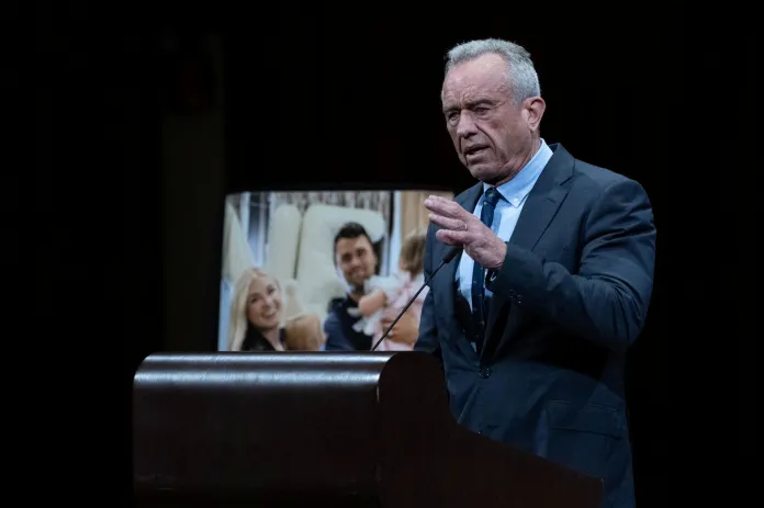 Robert F. Kennedy Jr. speaks at a vigil for Charlie Kirk in DC.